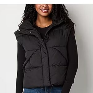 Arizona Womens Puffer Vests Juniors Medium Black